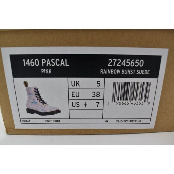 Dr Martens 1460 Womens Size 7 Pascal Pink Floral Rainbow Leather Combat Boots - Picture 11 of 11